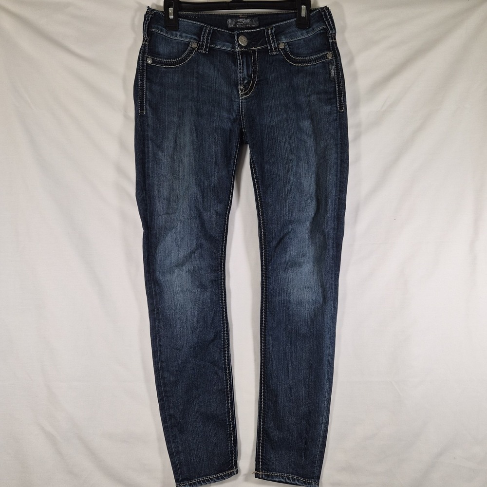 Silver Suki Skinny Jeans Women's W29 L29 Dark Wash Stretch Denim Y2K